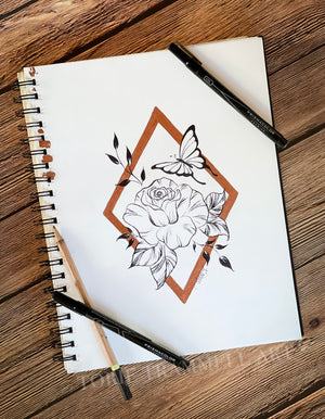 Original Floral in Ink & Copper