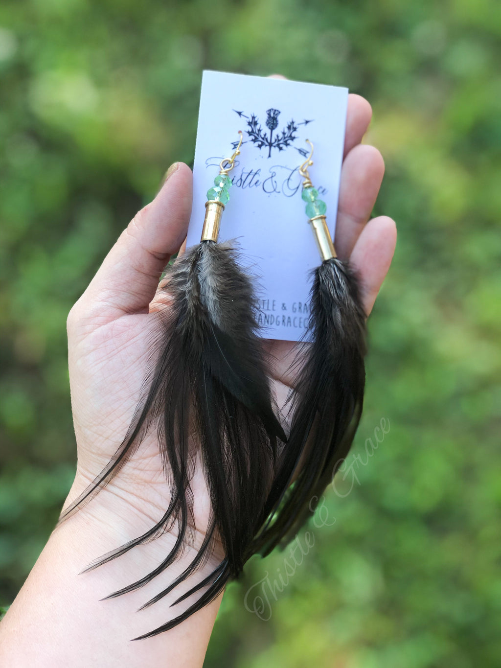 Bullets & Black Feather Earrings