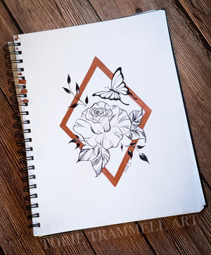 Original Floral in Ink & Copper