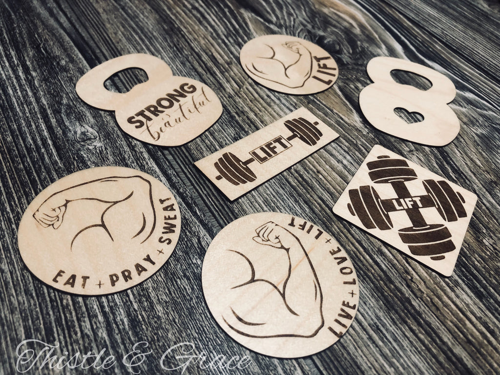 Wooden Weight Lifting Stickers